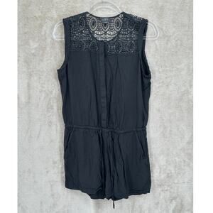 Ann Taylor LOFT Romper Womens‎ Small Black Crochet Lace Sleeveless Boho Vacation